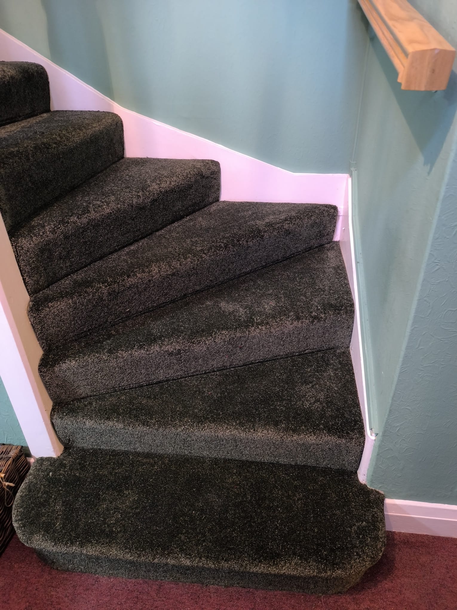 Curved carpet staircase and landing installation at Holy Rood Rectory Watford